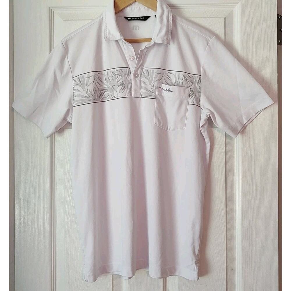 Men's Travis Mathew White Last Stand Golf Polo Shirt - Medium